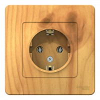 Розетка SYSTEME ELECTRIC BLANCA, скрытый монтаж, с заземлением, ясень, BLNRS001015