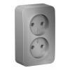 Розетка двухместная SYSTEME ELECTRIC BLANCA, открытый монтаж, без заземления, алюминий