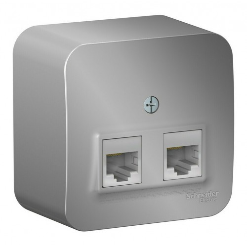 Розетка компьютерная 2xRJ45 SYSTEME ELECTRIC BLANCA, открытый монтаж, алюминий, BLNIA045453