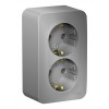 Розетка двухместная SYSTEME ELECTRIC BLANCA, открытый монтаж, с заземлением, алюминий, BLNRA010203