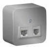 Розетка телефонная+компьютерная RJ11+RJ45 SYSTEME ELECTRIC BLANCA, открытый монтаж, алюминий, BLNIA045113