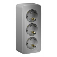Розетка трехместная SYSTEME ELECTRIC BLANCA, открытый монтаж, с заземлением, алюминий, BLNRA010313