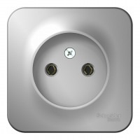 Розетка SYSTEME ELECTRIC BLANCA, открытый монтаж, без заземления, алюминий