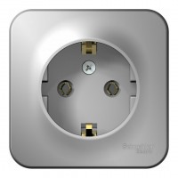 Розетка SYSTEME ELECTRIC BLANCA, открытый монтаж, с заземлением, алюминий, BLNRA010113