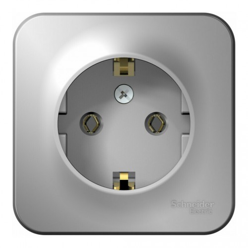 Розетка SYSTEME ELECTRIC BLANCA, открытый монтаж, с заземлением, алюминий, BLNRA010113