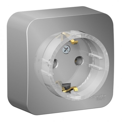 Розетка SYSTEME ELECTRIC BLANCA, открытый монтаж, с заземлением, алюминий, BLNRA110113