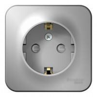 Розетка SYSTEME ELECTRIC BLANCA, открытый монтаж, с заземлением, со шторками, алюминий, BLNRA011103
