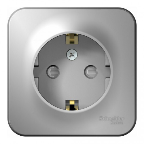Розетка SYSTEME ELECTRIC BLANCA, открытый монтаж, с заземлением, со шторками, алюминий, BLNRA011103