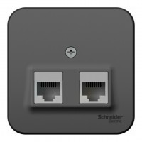 Розетка компьютерная 2xRJ45 SYSTEME ELECTRIC BLANCA, открытый монтаж, антрацит, BLNIA045456