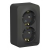 Розетка двухместная SYSTEME ELECTRIC BLANCA, открытый монтаж, с заземлением, антрацит, BLNRA010216