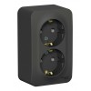 Розетка двухместная SYSTEME ELECTRIC BLANCA, открытый монтаж, с заземлением, антрацит, BLNRA010206