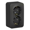Розетка двухместная SYSTEME ELECTRIC BLANCA, открытый монтаж, с заземлением, со шторками, антрацит, BLNRA011216