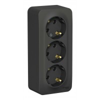Розетка трехместная SYSTEME ELECTRIC BLANCA, открытый монтаж, с заземлением, антрацит, BLNRA010316