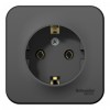 Розетка SYSTEME ELECTRIC BLANCA, открытый монтаж, с заземлением, антрацит, BLNRA010106