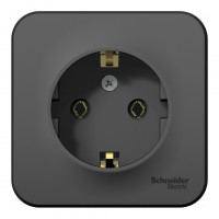 Розетка SYSTEME ELECTRIC BLANCA, открытый монтаж, с заземлением, антрацит, BLNRA010106
