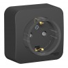 Розетка SYSTEME ELECTRIC BLANCA, открытый монтаж, с заземлением, со шторками, антрацит, BLNRA111116