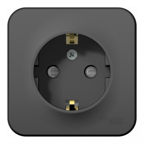 Розетка SYSTEME ELECTRIC BLANCA, открытый монтаж, с заземлением, со шторками, антрацит, BLNRA011106