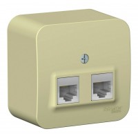Розетка компьютерная 2xRJ45 SYSTEME ELECTRIC BLANCA, открытый монтаж, бежевый, BLNIA045457