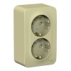 Розетка двухместная SYSTEME ELECTRIC BLANCA, открытый монтаж, с заземлением, со шторками, бежевый, BLNRA011217
