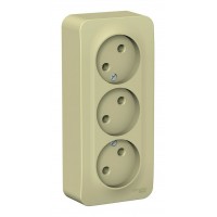 Розетка трехместная SYSTEME ELECTRIC BLANCA, открытый монтаж, без заземления, бежевый