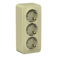 Розетка трехместная SYSTEME ELECTRIC BLANCA, открытый монтаж, с заземлением, со шторками, бежевый, BLNRA011317