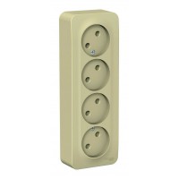 Розетка четырехместная SYSTEME ELECTRIC BLANCA, открытый монтаж, без заземления, бежевый