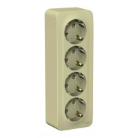 Розетка четырехместная SYSTEME ELECTRIC BLANCA, открытый монтаж, с заземлением, со шторками, бежевый, BLNRA011417