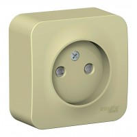 Розетка SYSTEME ELECTRIC BLANCA, открытый монтаж, без заземления, со шторками, бежевый