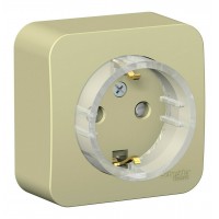 Розетка SYSTEME ELECTRIC BLANCA, открытый монтаж, с заземлением, со шторками, бежевый, BLNRA111117