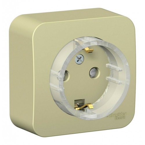 Розетка SYSTEME ELECTRIC BLANCA, открытый монтаж, с заземлением, со шторками, бежевый, BLNRA111117