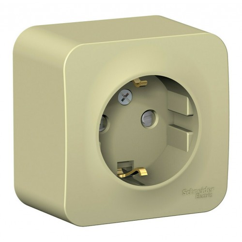 Розетка SYSTEME ELECTRIC BLANCA, открытый монтаж, с заземлением, со шторками, бежевый, BLNRA011117