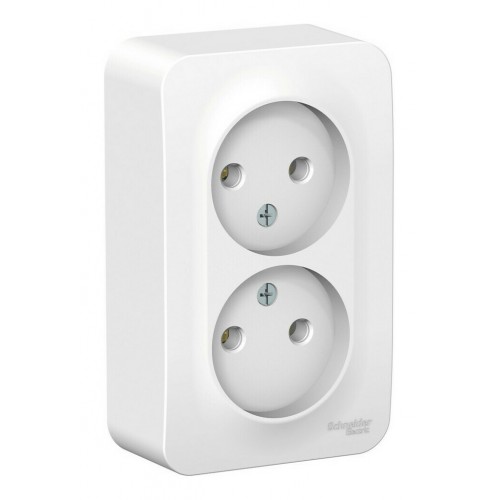 Розетка двухместная SYSTEME ELECTRIC BLANCA, открытый монтаж, без заземления, белый