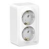 Розетка двухместная SYSTEME ELECTRIC BLANCA, открытый монтаж, с заземлением, со шторками, белый, BLNRA011211
