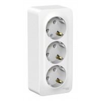 Розетка трехместная SYSTEME ELECTRIC BLANCA, открытый монтаж, с заземлением, белый, BLNRA010311