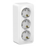Розетка трехместная SYSTEME ELECTRIC BLANCA, открытый монтаж, с заземлением, со шторками, белый, BLNRA011311