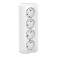 Розетка четырехместная SYSTEME ELECTRIC BLANCA, открытый монтаж, без заземления, белый