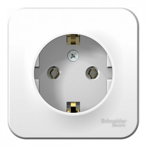 Розетка SYSTEME ELECTRIC BLANCA, открытый монтаж, с заземлением, белый, BLNRA010111