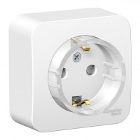 Розетка SYSTEME ELECTRIC BLANCA, открытый монтаж, с заземлением, со шторками, белый, BLNRA111111