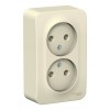 Розетка двухместная SYSTEME ELECTRIC BLANCA, открытый монтаж, без заземления, молочный