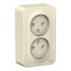 Розетка двухместная SYSTEME ELECTRIC BLANCA, открытый монтаж, без заземления, со шторками, молочный