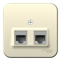 Розетка компьютерная 2xRJ45 SYSTEME ELECTRIC BLANCA, открытый монтаж, молочный, BLNIA045452
