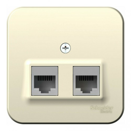 Розетка компьютерная 2xRJ45 SYSTEME ELECTRIC BLANCA, открытый монтаж, молочный, BLNIA045452