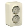 Розетка двухместная SYSTEME ELECTRIC BLANCA, открытый монтаж, с заземлением, молочный, BLNRA010202
