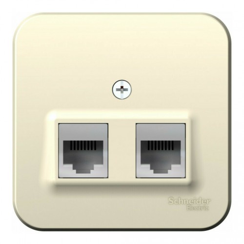 Розетка телефонная+компьютерная RJ11+RJ45 SYSTEME ELECTRIC BLANCA, открытый монтаж, молочный, BLNIA045112