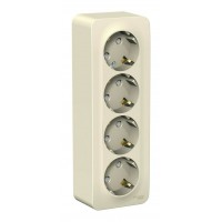 Розетка четырехместная SYSTEME ELECTRIC BLANCA, открытый монтаж, с заземлением, со шторками, молочный, BLNRA011412