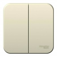 Выключатель 2-клавишный SYSTEME ELECTRIC BLANCA, открытый монтаж, молочный, BLNVA105002