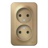 Розетка двухместная SYSTEME ELECTRIC BLANCA, открытый монтаж, без заземления, титан