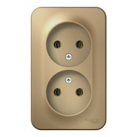 Розетка двухместная SYSTEME ELECTRIC BLANCA, открытый монтаж, без заземления, титан