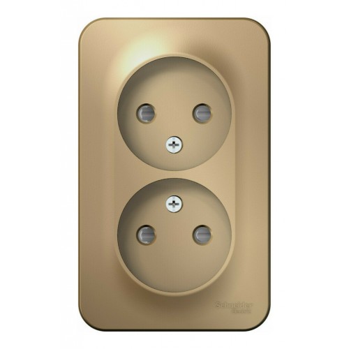 Розетка двухместная SYSTEME ELECTRIC BLANCA, открытый монтаж, без заземления, со шторками, титан