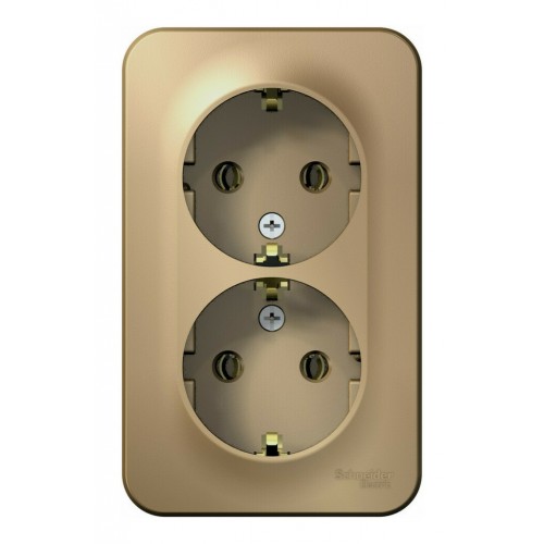 Розетка двухместная SYSTEME ELECTRIC BLANCA, открытый монтаж, с заземлением, титан, BLNRA010214